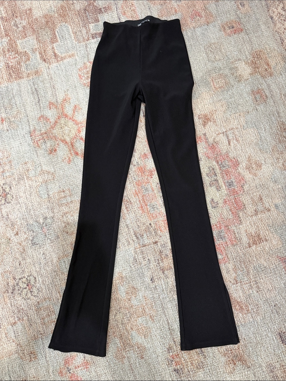 Zara Black Ribbed High-Waist Knit Pants